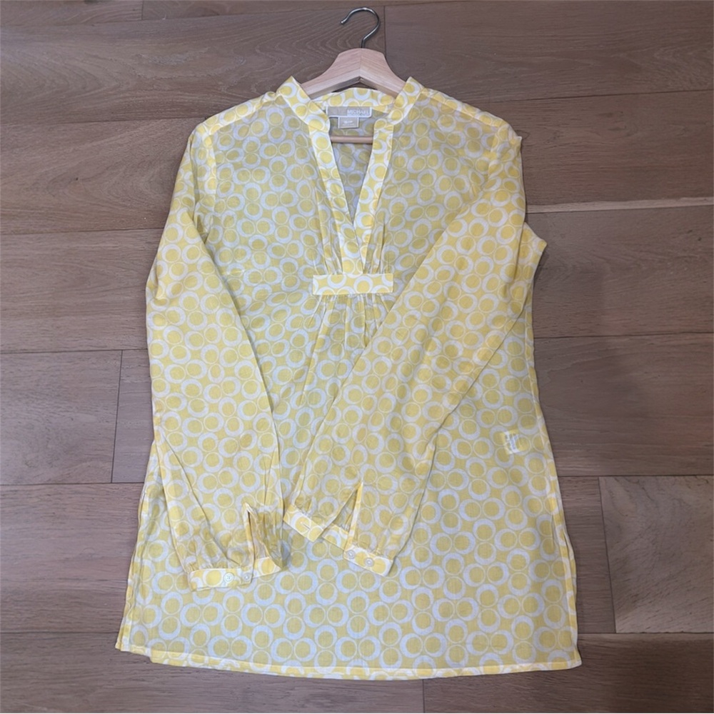 Michael Kors Yellow and White Tunic Size S Small
